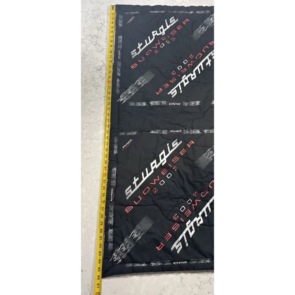 Vintage Sturgis Budweiser 2003 Quilted Blanket Throw Comforter‎ Black 70x46